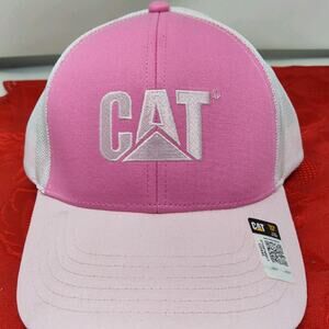 CAT Caterpillar Trucker Hat Pink Women's Adjustable Mesh New